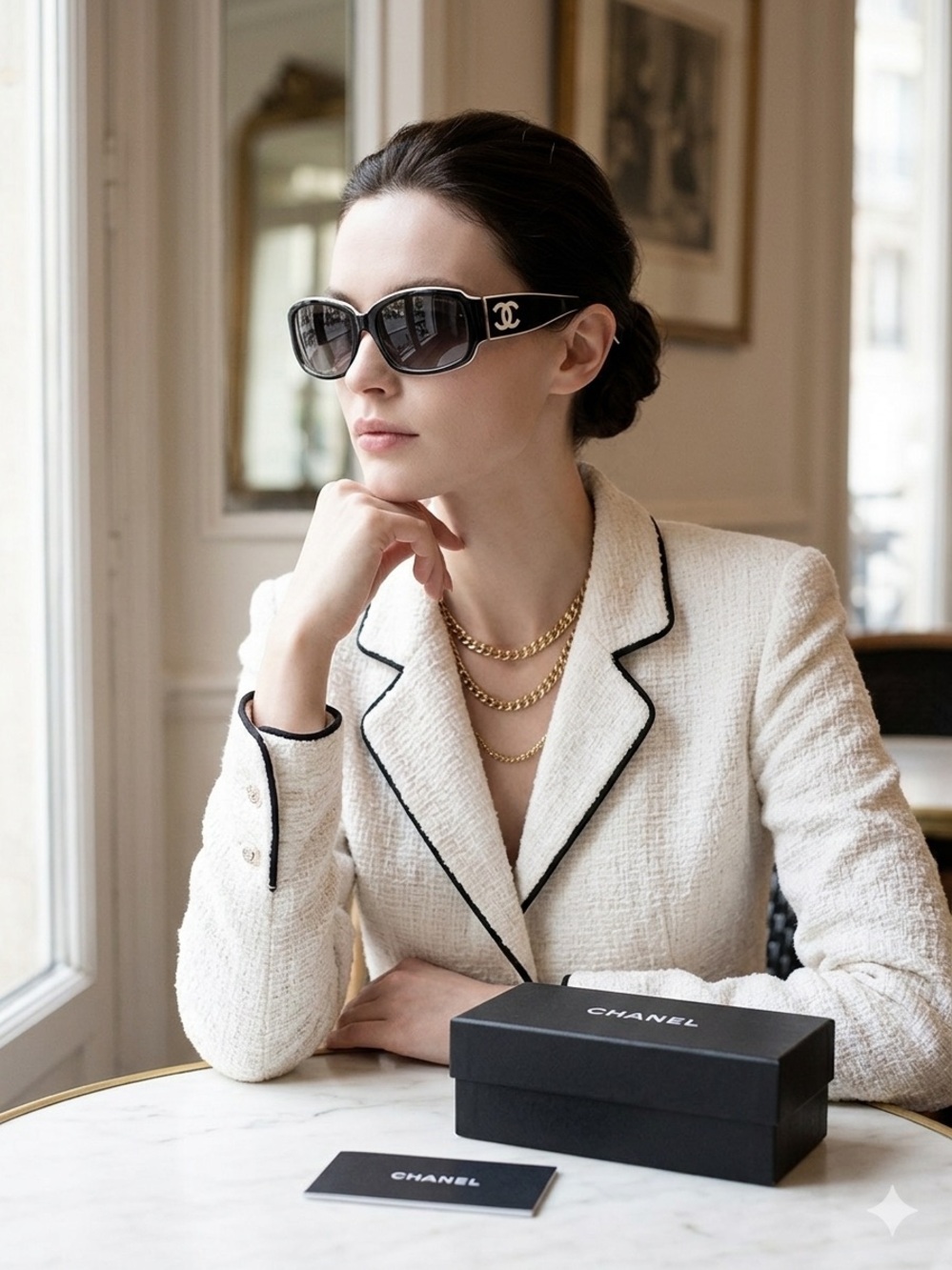 CHANEL Black Sunglasses with Signature CC Temples